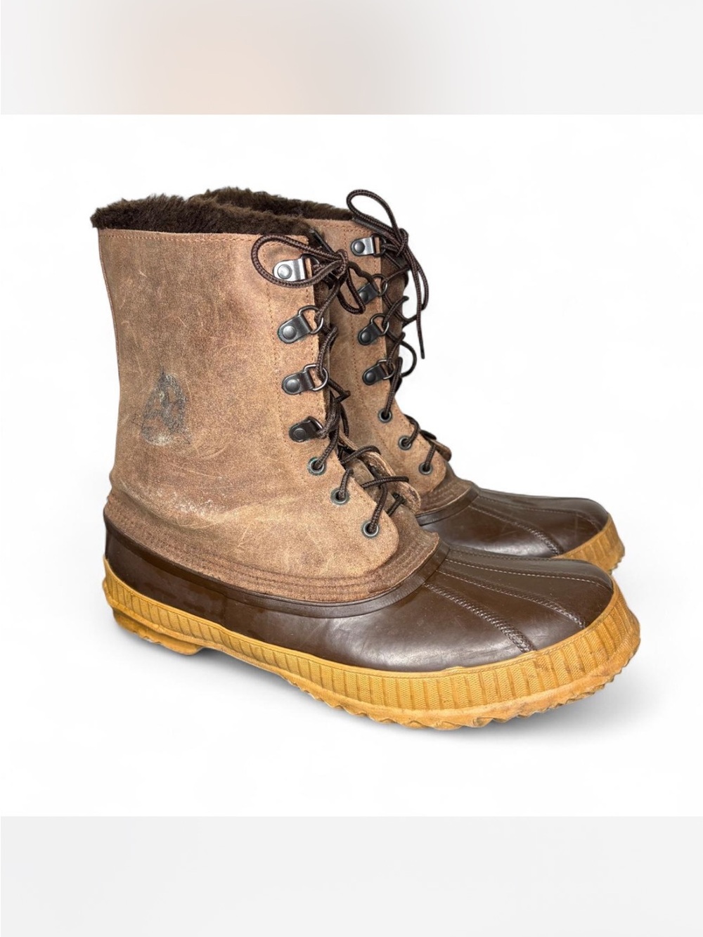 Vintage Eddie Bauer Sorel Caribou Duck Boots Fur Lined Insulated Snow